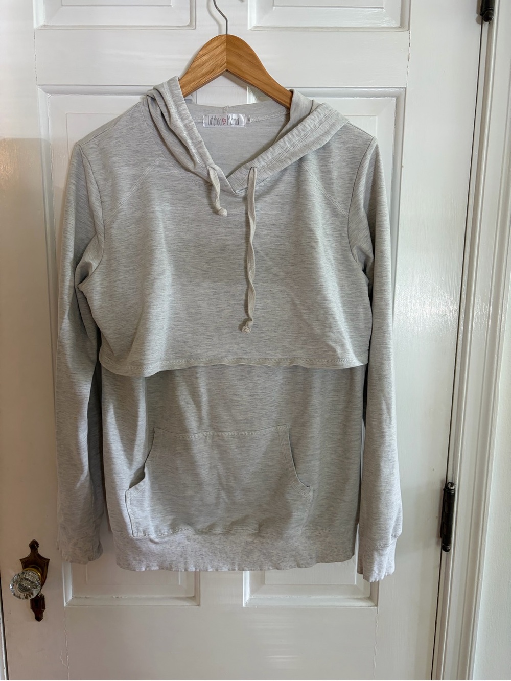 Latched Mama Nursing Light Gray Hoodie with Kangaroo Pocket